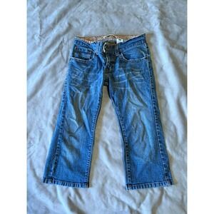 Levis 504 Slouch Jeans Blue Denim Cropped Capri Size 7 Medium Wash 504-1885